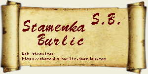 Stamenka Burlić vizit kartica